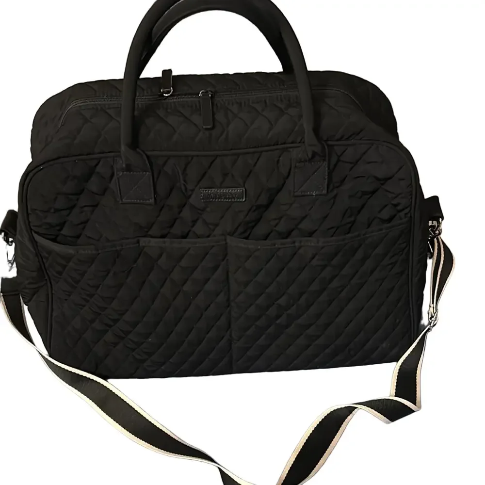 Vera Bradley black Quilted travel bag or weekend duffle -excellent shape.